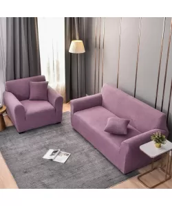 Husa Fotoliu + Fata de Perna, 90*140cm, Bumbac, Mov, FT04 Husa Fotoliu + Fata de Perna, 90*140cm, Bumbac, Mov, FT04