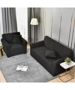 Husa Fotoliu + Fata de Perna, 90*140cm, Bumbac, Negru, FT05 Husa Fotoliu + Fata de Perna, 90*140cm, Bumbac, Negru, FT05