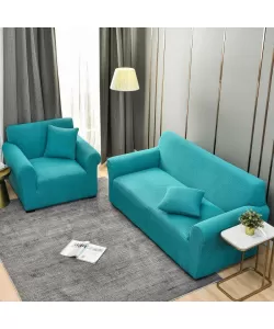 Husa Fotoliu + Fata de Perna, 90*140cm, Bumbac, Turcoaz, FT07 Husa Fotoliu + Fata de Perna, 90*140cm, Bumbac, Turcoaz, FT07