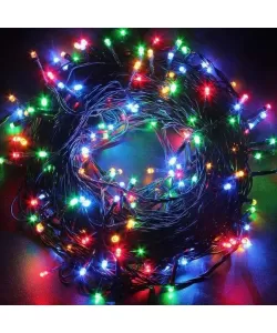 Instalatie 180 Leduri, 8 m, Fir Negru, Multicolor