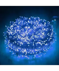 Instalatie 500 Leduri, 50 m, Led Cilindric, Fir Negru, Albastru