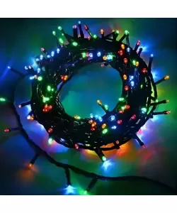 Instalatie Exterior 100 Leduri, 5m, Led Cilindric, Fir Verde, Multicolora