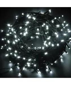 Instalatie Exterior 200 Leduri, 8m, Fir Gros Verde, Alb