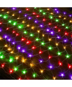 Instalatie Tip Plasa, 288 Leduri, 2/3 m, Fir Alb, Alb/Albastru/Multicolor - Multicolor