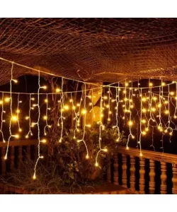 Instalatie Tip Turturi, 120 Leduri, 5 m, Fir Alb, Alb/Galben - Galben