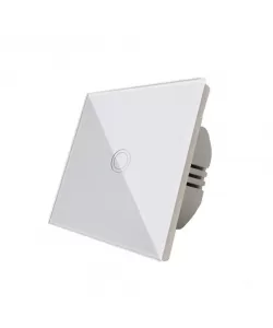 Intrerupator Touch Simplu cu Telecomanda Sticla Securizata Alb