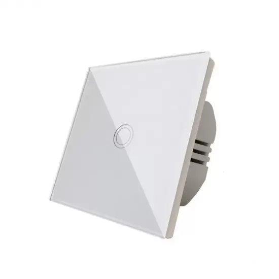 Intrerupator Touch Simplu cu Telecomanda Sticla Securizata Alb Intrerupator Touch Simplu cu Telecomanda Sticla Securizata Alb