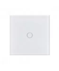 Intrerupator Touch Simplu cu Telecomanda Sticla Securizata Alb