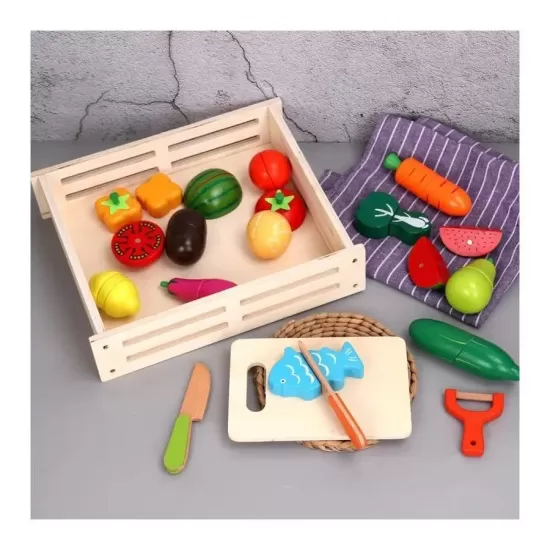 Joc Creativ cu Fructe si Legume, 17 Piese, Lem Joc Creativ cu Fructe si Legume, 17 Piese, Lem