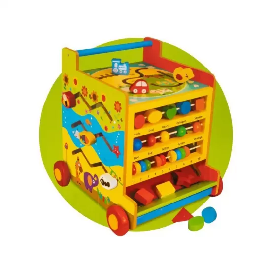 Jucarie de Construit Educativa Montessori Multifunctionala, Multicolor, 35 Piese, Lemn si Plastic
