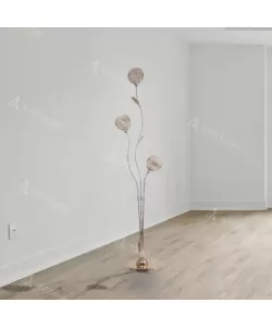 Lampadar Adria, 3*E27, Auriu, Metal si Cristal