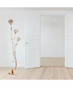 Lampadar Alisa, 3*E27, Auriu, Metal si Cristal