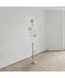 Lampadar Bianca, 3*E27, Auriu, Metal si Cristal