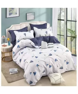 Lenjerie Alb si Albastru, Pat 2 Persoane, 6 Piese, Bumbac Finet, 760/145 Lenjerie Alb si Albastru, Pat 2 Persoane, 6 Piese, Bumbac Finet, 760/145