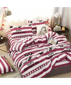 Lenjerie cu Alb, Negru si Rosu, Pat 2 Persoane, 4 Piese, Bumbac Finet, F16/36 Lenjerie cu Alb, Negru si Rosu, Pat 2 Persoane, 4 Piese, Bumbac Finet, F16/36