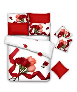 Lenjerie Buchet de Trandafiri, Pat 2 Persoane, 6 Piese, Bumbac Finet, F18/12 Lenjerie Buchet de Trandafiri, Pat 2 Persoane, 6 Piese, Bumbac Finet, F18/12