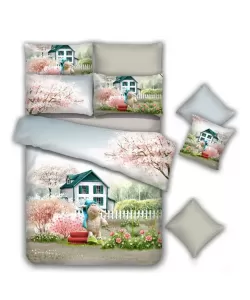 Lenjerie Casa de Vacanta, Pat 2 Persoane, 6 Piese, Bumbac Finet, F18/8 Lenjerie Casa de Vacanta, Pat 2 Persoane, 6 Piese, Bumbac Finet, F18/8