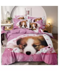 Lenjerie Catelus, Pat 2 Persoane, 6 Piese, Bumbac Finet, 760/107 Lenjerie Catelus, Pat 2 Persoane, 6 Piese, Bumbac Finet, 760/107