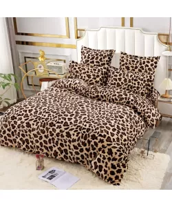 Lenjerie de Pat Cocolino pentru 2 Persoane, 6 Piese, Model Animal Print, Maro Lenjerie de Pat Cocolino pentru 2 Persoane, 6 Piese, Model Animal Print, Maro