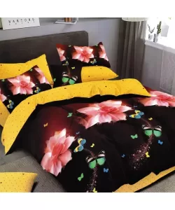 Lenjerie Flori si Fulturi, Pat 2 Persoane, 6 Piese, Bumbac Finet, F20/50 Lenjerie Flori si Fulturi, Pat 2 Persoane, 6 Piese, Bumbac Finet, F20/50