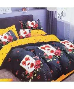 Lenjerie Flori si Inimioare, Pat 2 Persoane, 6 Piese, Bumbac Finet, F20/28 Lenjerie Flori si Inimioare, Pat 2 Persoane, 6 Piese, Bumbac Finet, F20/28