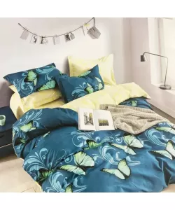 Lenjerie Fluturi, Pat 2 Persoane, 6 Piese, Bumbac Finet, 760/77 Lenjerie Fluturi, Pat 2 Persoane, 6 Piese, Bumbac Finet, 760/77