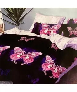 Lenjerie Fluturi, Pat 2 Persoane, 6 Piese, Bumbac Finet, E/18 Lenjerie Fluturi, Pat 2 Persoane, 6 Piese, Bumbac Finet, E/18