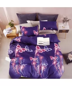 Lenjerie Fluturi, Pat 2 Persoane, 6 Piese, Bumbac Finet, F17/16 Lenjerie Fluturi, Pat 2 Persoane, 6 Piese, Bumbac Finet, F17/16