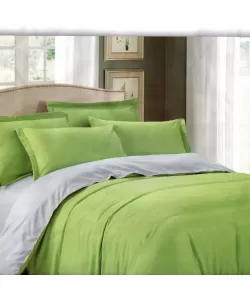 Lenjerie Gri cu Verde, Pat 2 Persoane, 4 Piese, Poliester, HYL/38 Lenjerie Gri cu Verde, Pat 2 Persoane, 4 Piese, Poliester, HYL/38