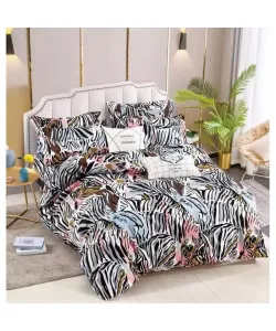 Lenjerie Imprimeu Tigrat, Pat 2 Persoane, 6 Piese, Bumbac Finet, 760/130 Lenjerie Imprimeu Tigrat, Pat 2 Persoane, 6 Piese, Bumbac Finet, 760/130