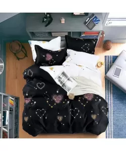 Lenjerie Inimioare, Pat 2 Persoane, 6 Piese, Bumbac Finet, 760/47 Lenjerie Inimioare, Pat 2 Persoane, 6 Piese, Bumbac Finet, 760/47