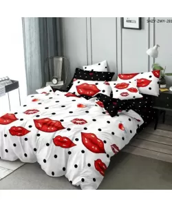 Lenjerie Kiss, Pat 2 Persoane, 6 Piese, Bumbac Finet, 760/14 Lenjerie Kiss, Pat 2 Persoane, 6 Piese, Bumbac Finet, 760/14