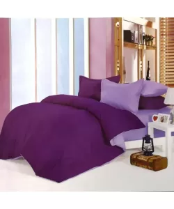 Lenjerie Lila cu Mov, Pat 2 Persoane, 4 Piese, Poliester, HYL/14 Lenjerie Lila cu Mov, Pat 2 Persoane, 4 Piese, Poliester, HYL/14