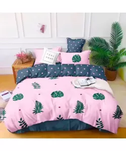 Lenjerie Model cu Frunze de Feriga, Pat 2 Persoane, 6 Piese, Bumbac Finet, 760/24 Lenjerie Model cu Frunze de Feriga, Pat 2 Persoane, 6 Piese, Bumbac Finet, 760/24