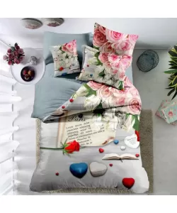 Lenjerie Paris, Pat 2 Persoane, 6 Piese, Bumbac Finet, F18/5 Lenjerie Paris, Pat 2 Persoane, 6 Piese, Bumbac Finet, F18/5