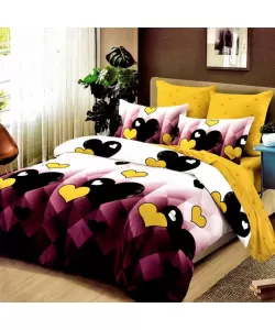 Lenjerie Pat 2 Persoane cu Elastic, 6 Piese, Bumbac Finet, F20A/341 Lenjerie Pat 2 Persoane cu Elastic, 6 Piese, Bumbac Finet, F20A/341