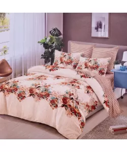 Lenjerie Pat 2 Persoane cu Elastic, 6 Piese, Bumbac Finet, F20A/342 Lenjerie Pat 2 Persoane cu Elastic, 6 Piese, Bumbac Finet, F20A/342