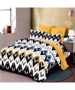 Lenjerie Pat 2 Persoane cu Elastic, 6 Piese, Bumbac Finet F20A/378 Lenjerie Pat 2 Persoane cu Elastic, 6 Piese, Bumbac Finet F20A/378