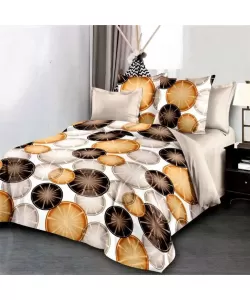 Lenjerie Pat 2 Persoane cu Elastic, 6 Piese, Bumbac Finet F20A/388 Lenjerie Pat 2 Persoane cu Elastic, 6 Piese, Bumbac Finet F20A/388