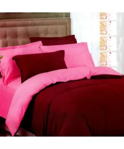 Lenjerie Roz cu Visiniu, Pat 2 Persoane, 4 Piese, Poliester, HYL/33 Lenjerie Roz cu Visiniu, Pat 2 Persoane, 4 Piese, Poliester, HYL/33
