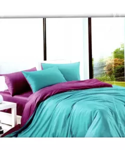 Lenjerie Turcoaz cu Mov, Pat 2 Persoane, 4 Piese, Poliester, HYL/23 Lenjerie Turcoaz cu Mov, Pat 2 Persoane, 4 Piese, Poliester, HYL/23