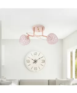 Lustra Adina, 2*E27, Auriu, Metal si Cristal