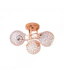 Lustra Atena, 3*E27, Auriu, Metal si Cristal