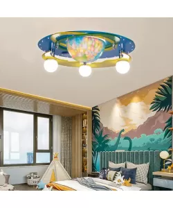 Lustra Beti, 3*E27, Albastru, Lemn