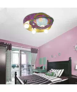 Lustra Beti, 3*E27, Roz cu Galben, Metal si Lemn