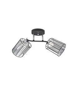 Lustra Burundi, 2*E27, Negru, Metal si Sticla