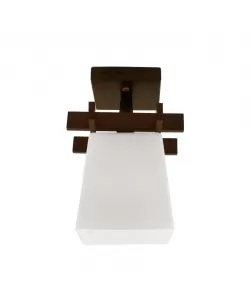 Lustra Cala, 1*E27, Maro cu Alb, Lemn si Sticla