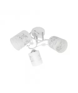 Lustra Carinaes, 3*E27, Sticla si Metal, Alb