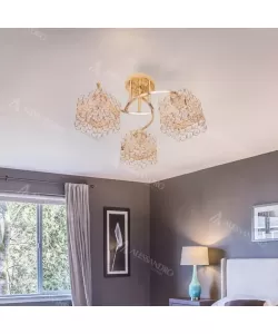 Lustra Catrina Cristal, 3*E27, Patrata, Auriu