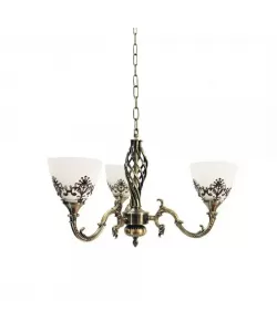 Lustra Cezar, 3*E27, Bronz Antichizat, Metal si Sticla